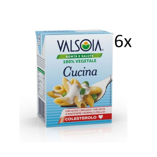 6x Valsoia Panna Cucina 100% Vegetale Zubereitung auf Sojabasis Kochsahne 200ml