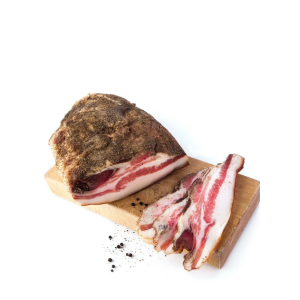 Guanciale stagionato pepe nero trancio – ca. 0,950 gr.