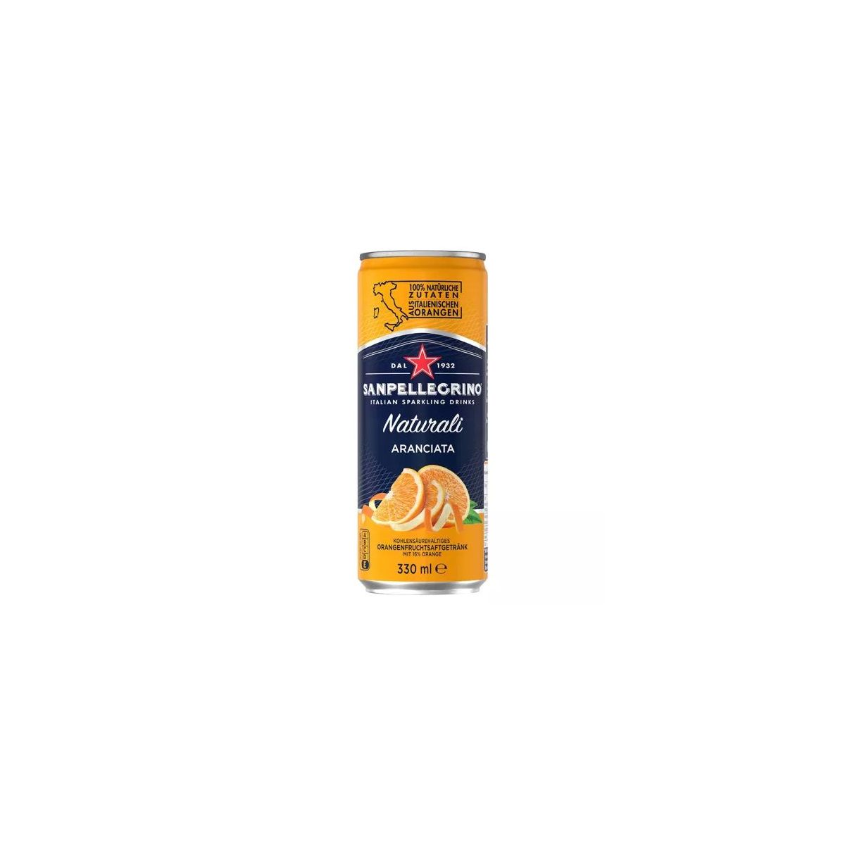 24 X San Pellegrino | Orange | Aranciata | Hoher Fruchtanteil 20% frisch gepresster Orangen- 330 ml