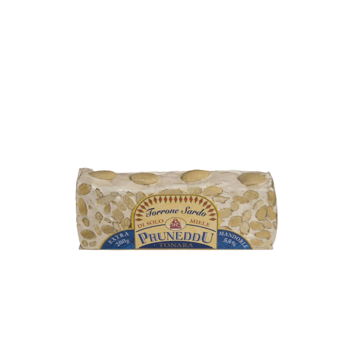 Torrone mit Mandeln und Honig, vom Stück geschnitten, hart, 200g, weißer Nougat, Pruneddu Torronificio Artigianale