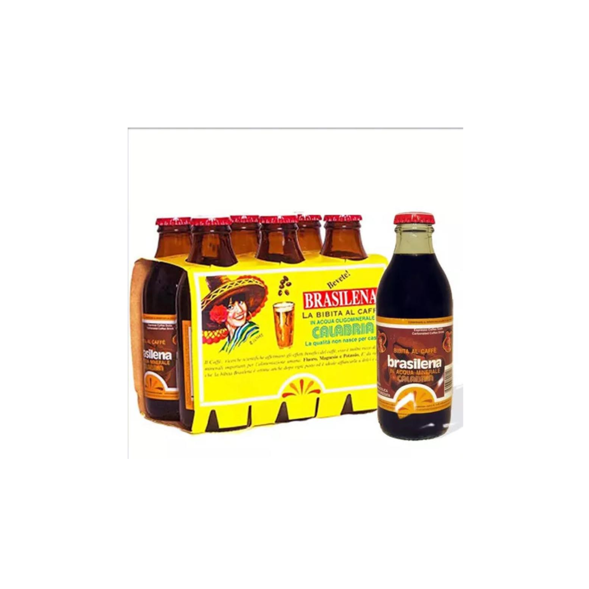 6 X Brasilena Bibita Gassata a Caffè Alkoholfreies Kaffeegetränk 25cl