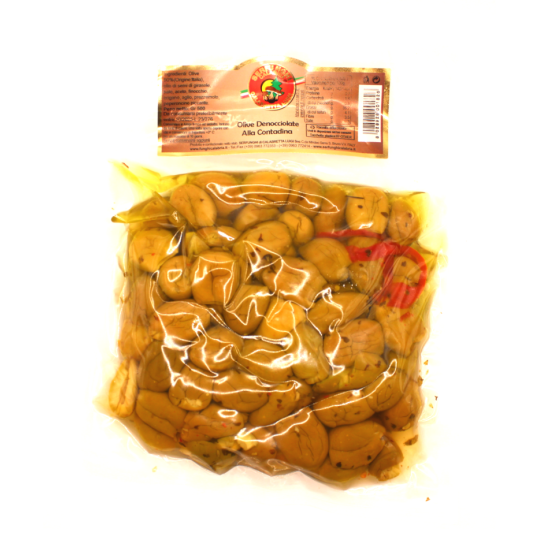 Olive Verdi schiacciate Calabresi -Serfunghi in öl - 500g